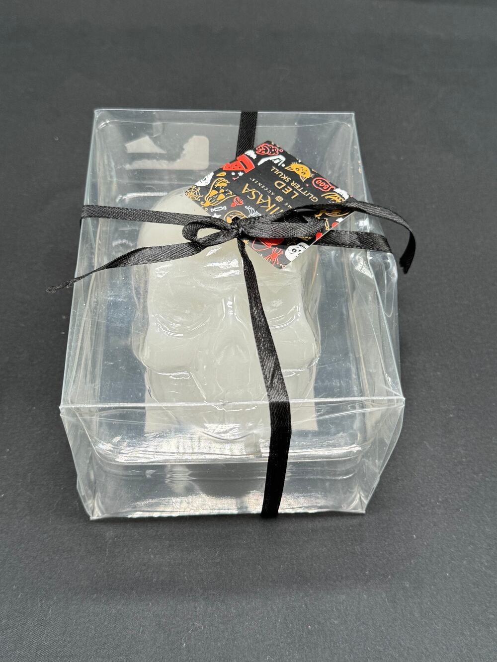 Mikasa Home Accents LED Glitter Skull NIB Halloween Spooky Fall Party
